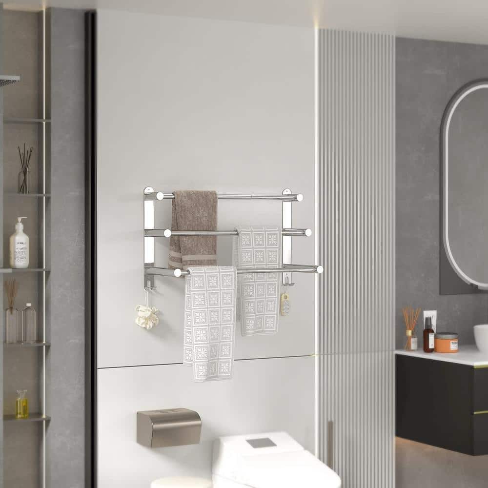 Dyiom Towel Bars Freely Retractable 17-31 Inches Bathroom Towel Rack with Hooks (3)
