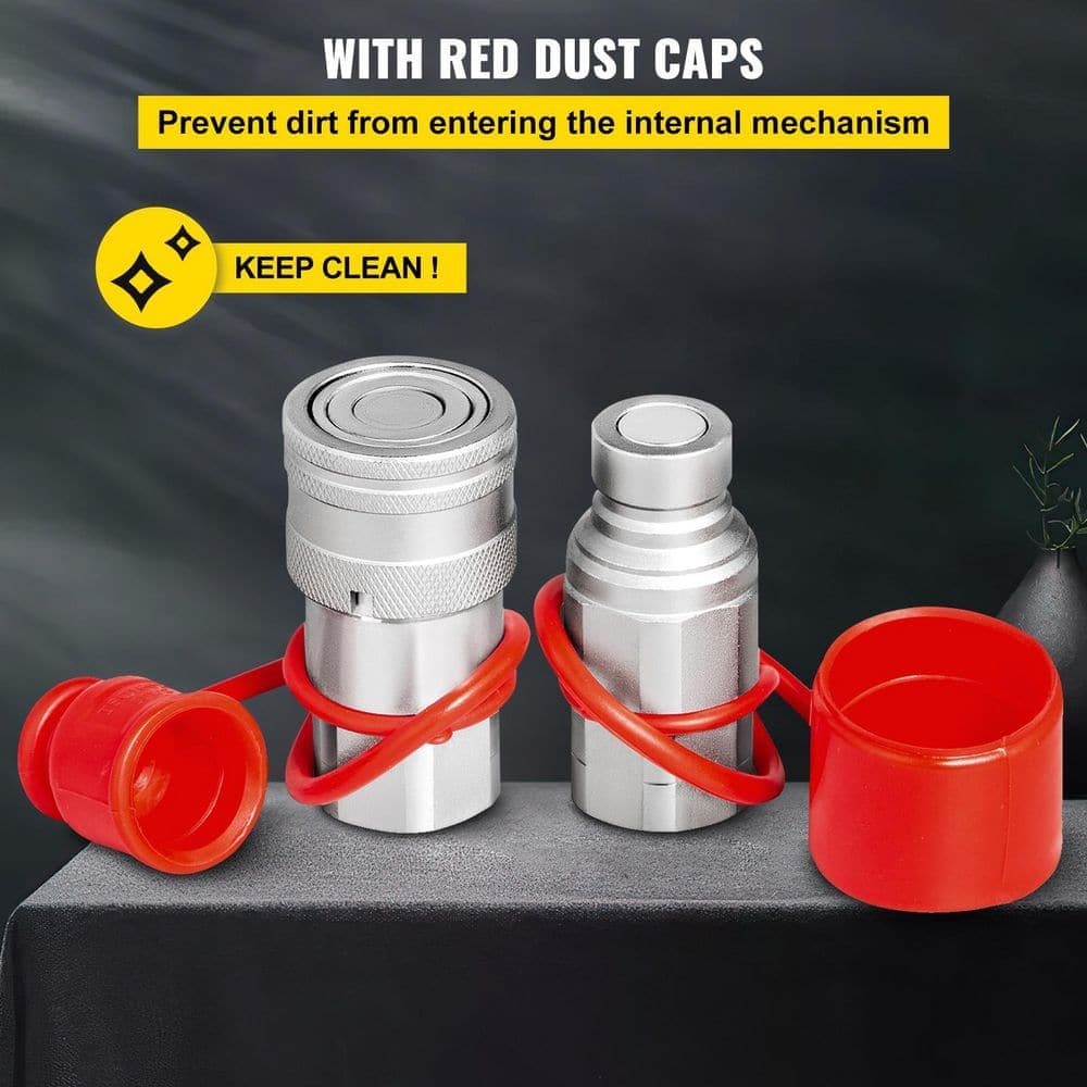 SKYSHALO Skid Steer Hydraulic Quick Connect 1/2\ in. Body Hydraulic Coupler 1/2\ in. NPT Hydraulic Coupling Quick Connect (2)