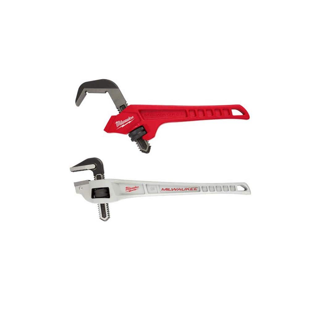 Milwaukee 18 in. Aluminum Offset Pipe Wrench and 12 in. Steel Offset Hex Pipe Wrench