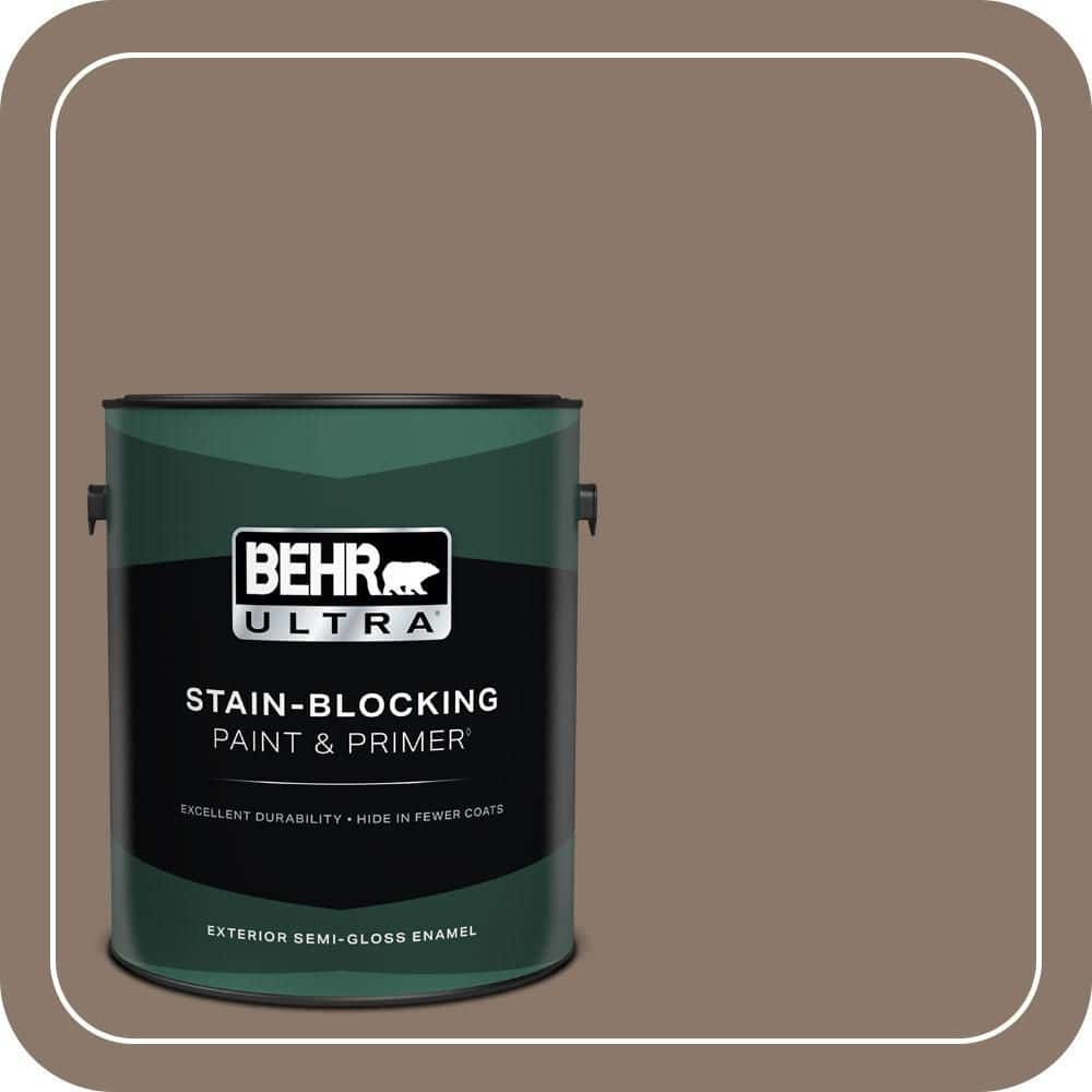 BEHR ULTRA 1 gal. #N210-5 Caffeine Semi-Gloss Enamel Exterior Paint & Primer