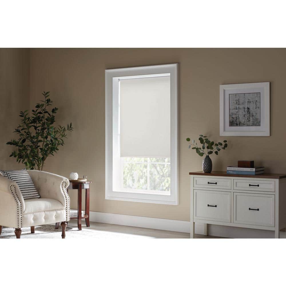 PRIVATE BRAND UNBRANDED Cut to Size Cream Cordless Blackout Vinyl Roller Window Shade 37.25 in. W x 72 in. L
