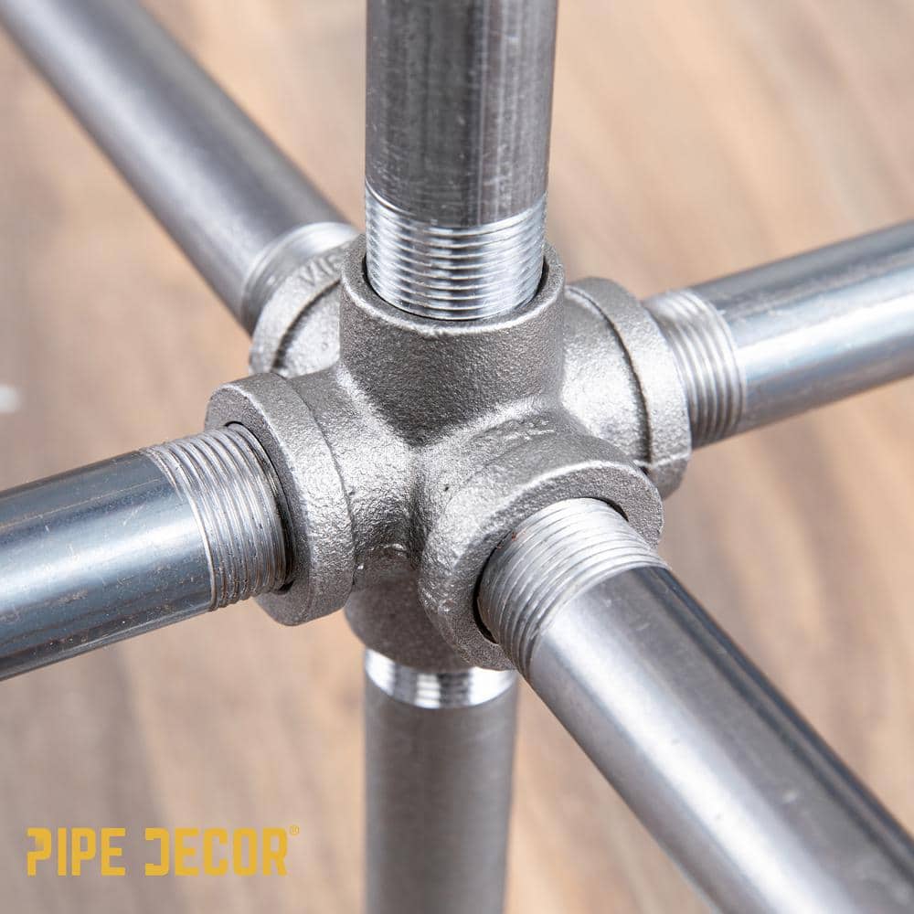 PIPE DECOR 1 in. 5-Way Black Iron Cross with Side Outlet Fitting (4-Pack) (3)