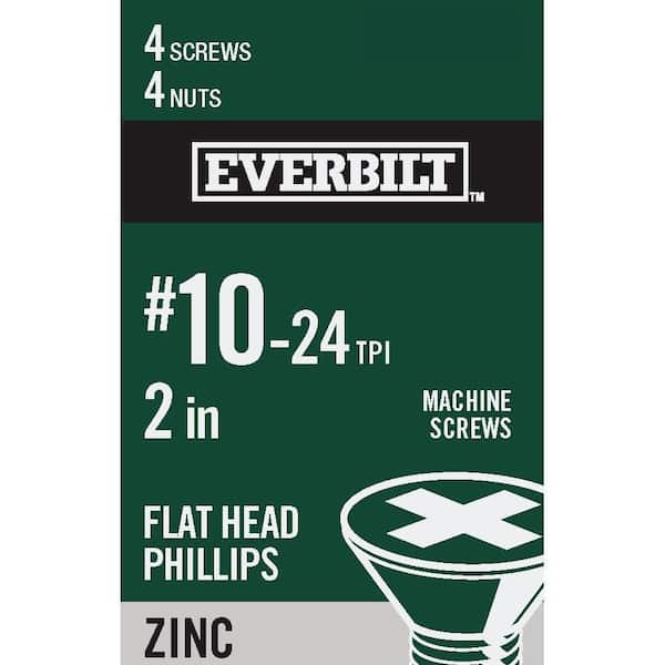 Everbilt #10-24 x 3/4 in. Zinc Plated Phillips Flat Head Machine Screw (8-Pack) (3)
