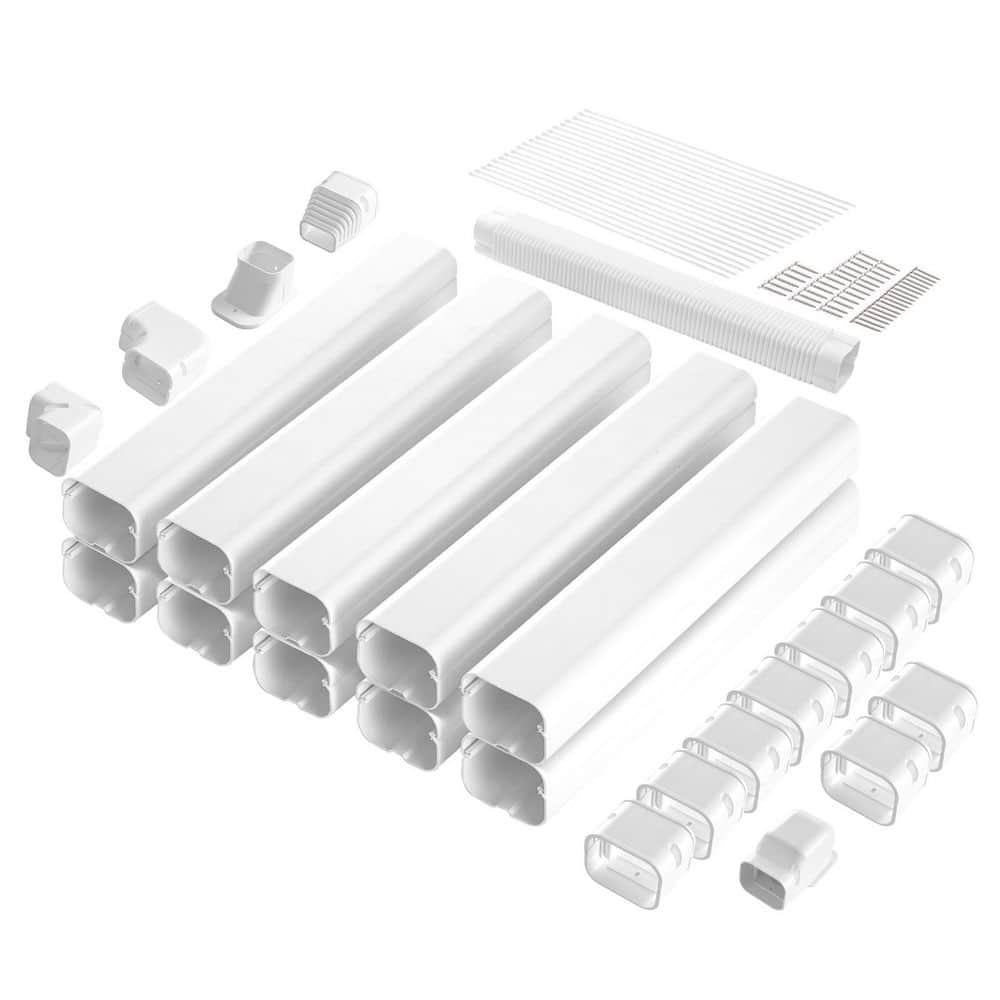 Unbranded Mini Split Line Set Cover 3 in. W 17.7 ft. L, PVC Decorative Pipe Line Cover For Air Conditioner with 10-Straight Ducts