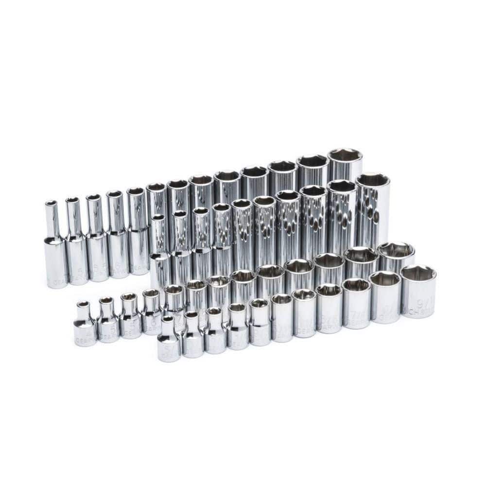 GEARWRENCH 1/4 in. Drive 6-Point Standard and Deep SAE/Metric Socket Set (47-Piece)