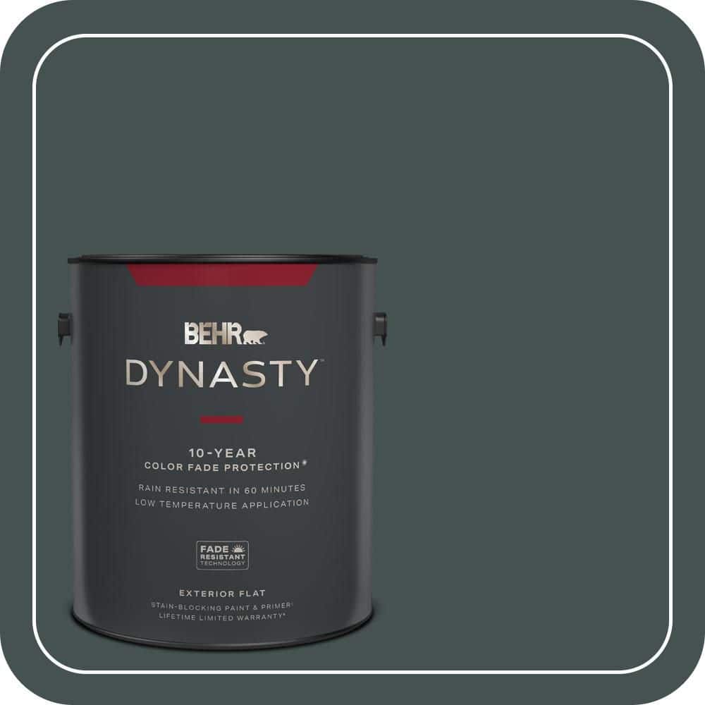 BEHR DYNASTY 1 gal. #MQ6-44 Black Evergreen Flat Exterior Stain-Blocking Paint & Primer