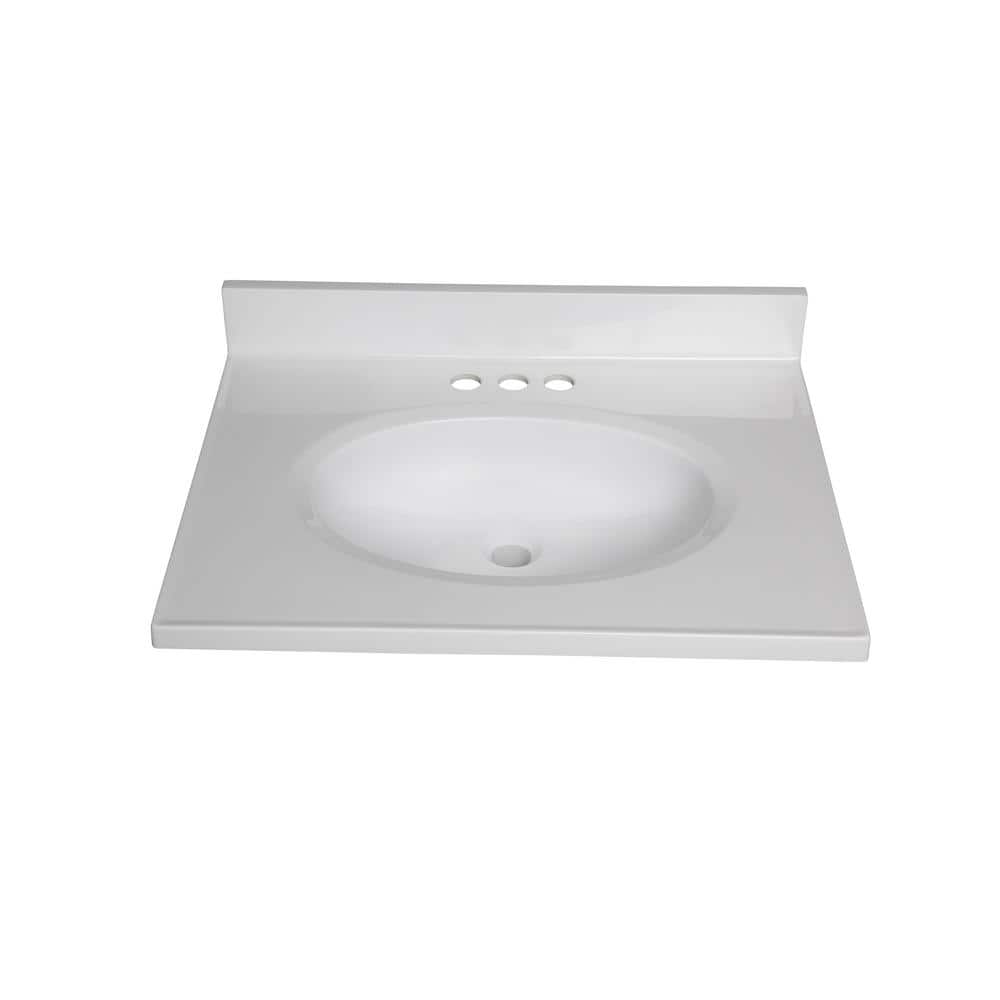 FINE FIXTURES 25 in. W 19 in. D Cultured Marble Vanity Top with Rectangular Single Sink (3)