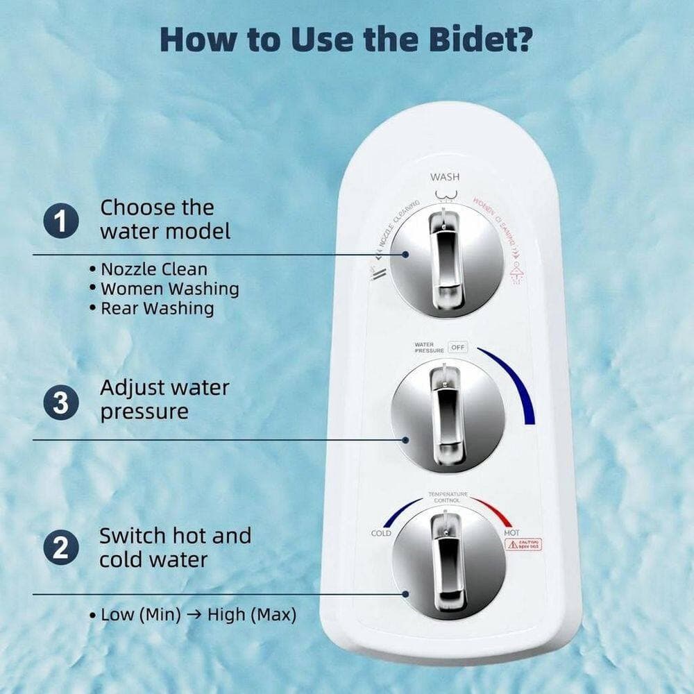 Anqtovp Dual Nozzle Bidet Attachment for Toilet with Adjustable Hot and Cold Water Spray, Self Cleaning, Non-Electric (2)