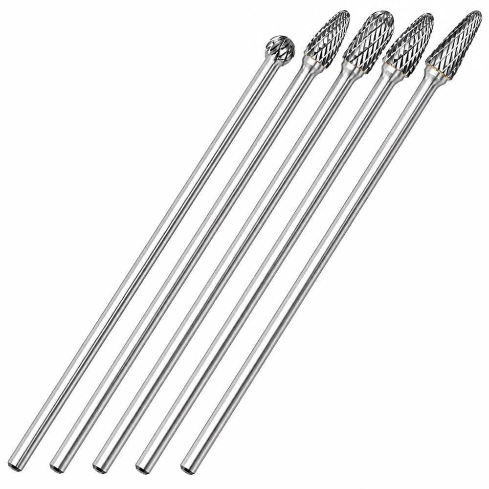 MarySino 6.2 in. Extra-Long Double-Cut Tungsten Carbide Rotary Burr Set with 1/4 in. Shank (5-Piece) (1)