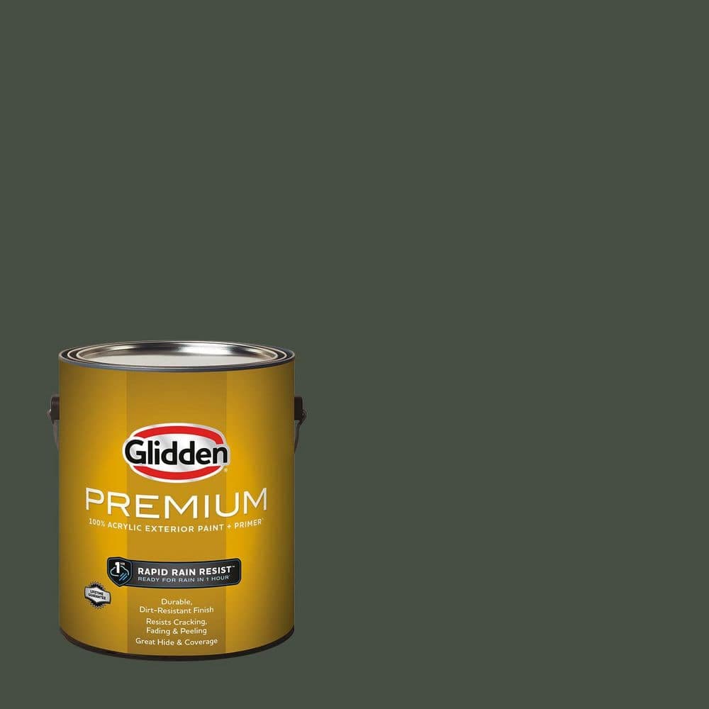 Glidden Premium 1 gal. PPG1033-7 Charcoal Smoke Flat Exterior Latex Paint