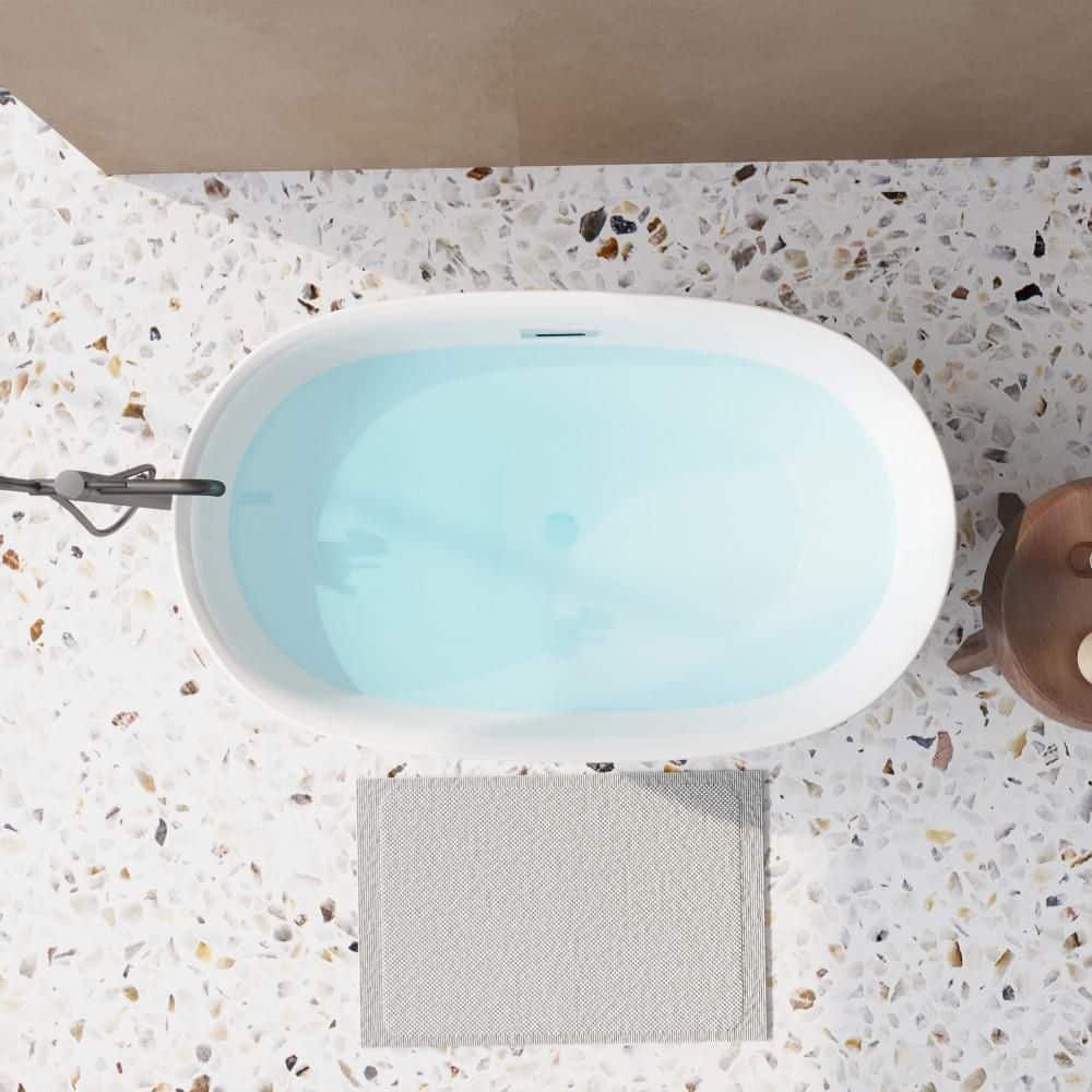 Vomlor 47 x 27.5 in. Acrylic Freestanding Soaking Bathtub Oval in White with Chrome Overflow and Pop-Up Drain CUPC Certificate (2)