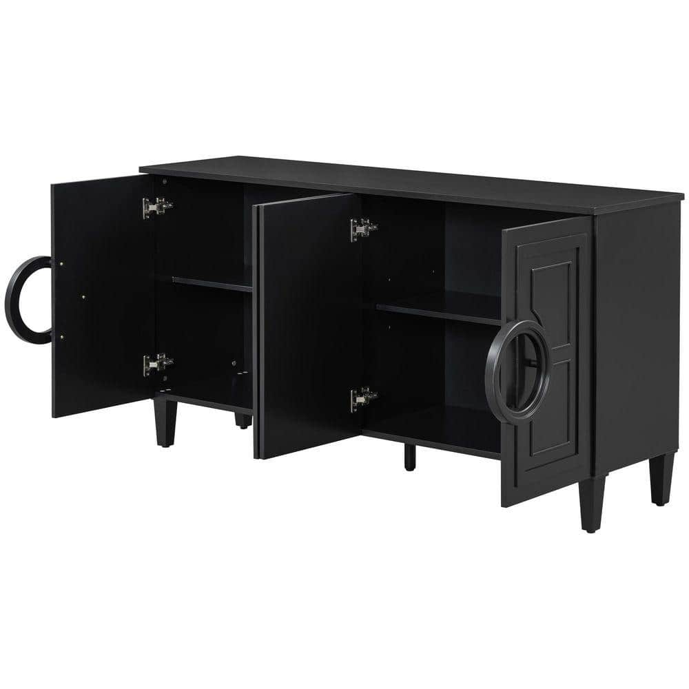COWLOWN 58.9 in. W x 16.3 in. D x 31.7 in. H Bathroom Black Linen Cabinet (1)