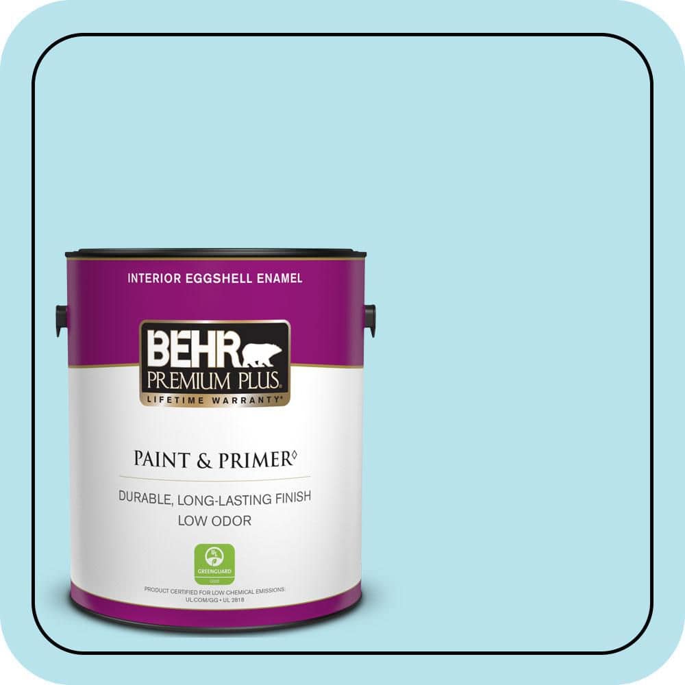 BEHR PREMIUM PLUS 1 gal. #P490-1 Ocean Front Eggshell Enamel Low Odor Interior Paint & Primer