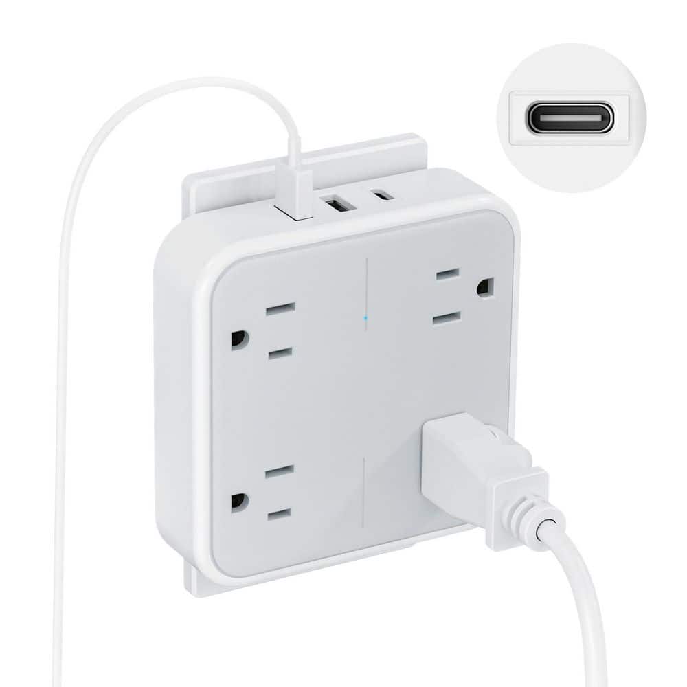 BIBIVIS 4-Outlet Extender, Surge Protector Splitter with 3 USB A Ports Wall Charger for Travel, Home, College Dorm Room (2)