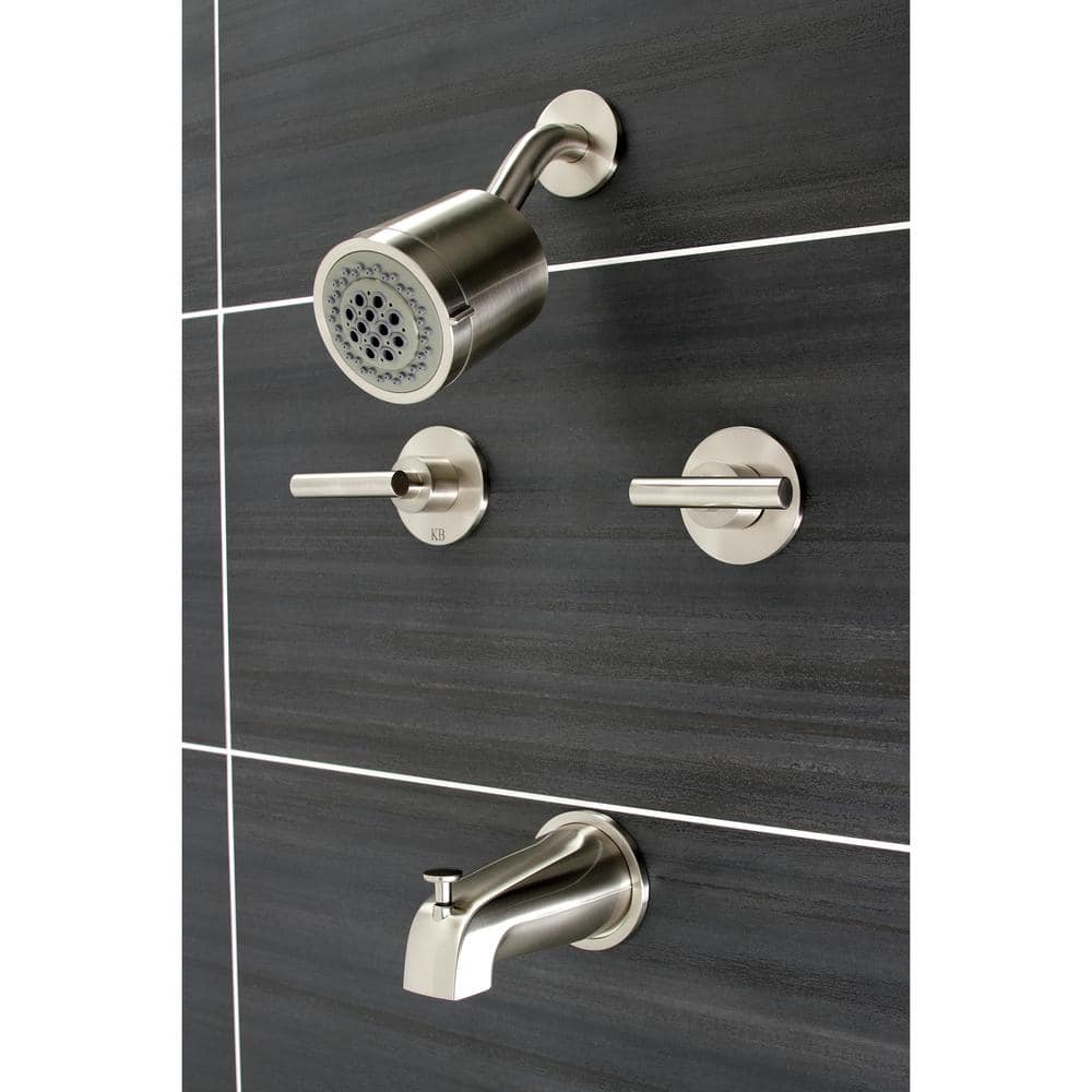 Kingston Brass Manhattan Double Handle 2-Spray Tub and Shower Faucet 2 GPM with Corrosion Resistant in. Brushed Nickel (2)