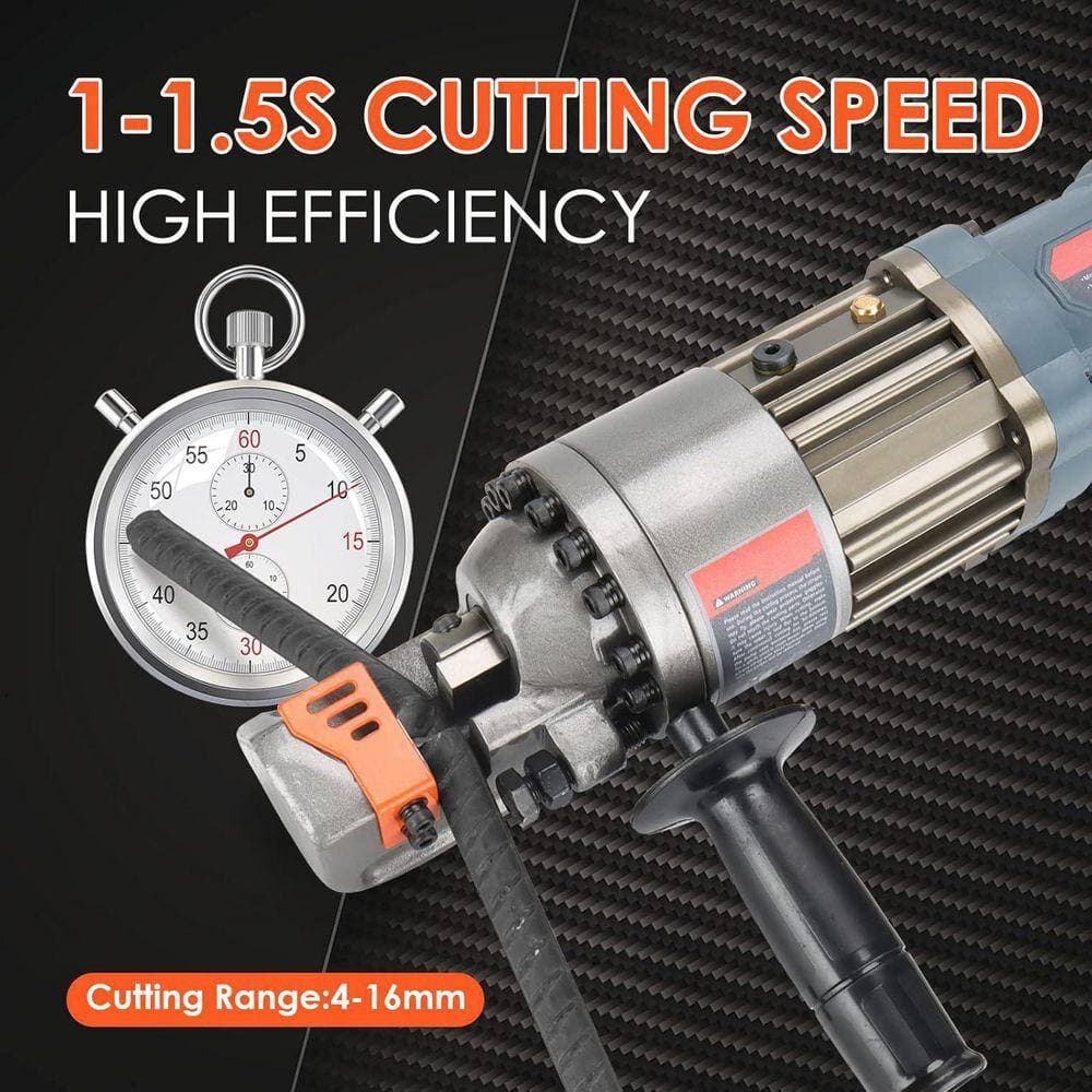KIWDZFU Electric Hydraulic Rebar Cutter 5/8 Cutting Speed 1-1.5s Portable Rebar Cutter 4-16mm 1000-Wattss Grey plus Orange (2)
