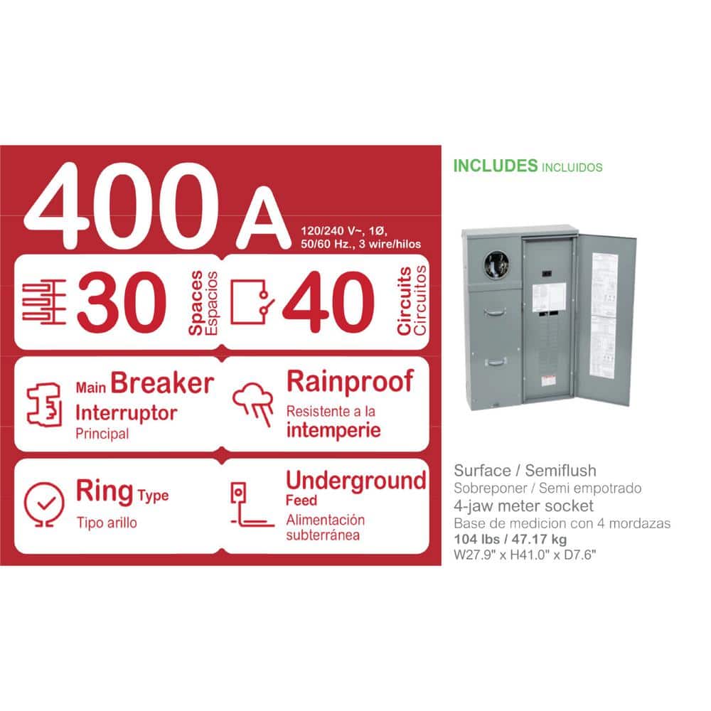 Square D Homeline 400 Amp 30-Space 40-Circuit Outdoor Ring-Type Underground Main Breaker CSED with Class 320 (2)