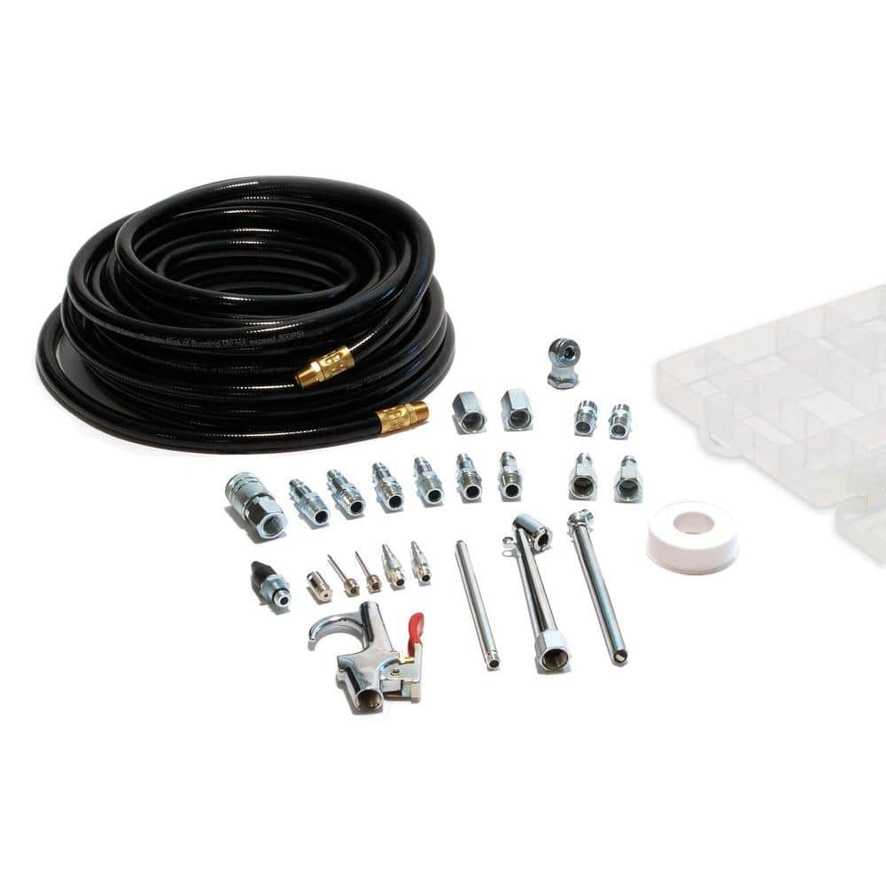 Primefit 25-Piece 50 ft. PVC Air Hose with Air Accessory Kit and Storage Case