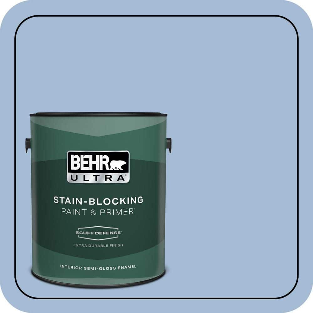 BEHR ULTRA 1 gal. #M530-3 Perennial Blue Extra Durable Semi-Gloss Enamel Interior Paint & Primer