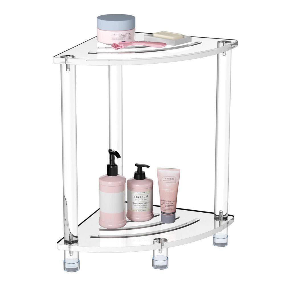 Wudkey Acrylic Corner Shower Stool in Clear, Small Shower Bench for Shaving Legs, Waterproof Heavy Duty Modern Shower Seat (3)