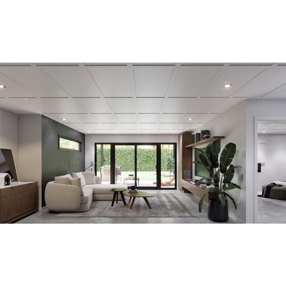 HOUSE OF FARA Embassy White Finished 2 ft. x 4 ft. Modern Square Suspended Ceiling Tile (115 Total sq. ft./Case/Pallet) (3)