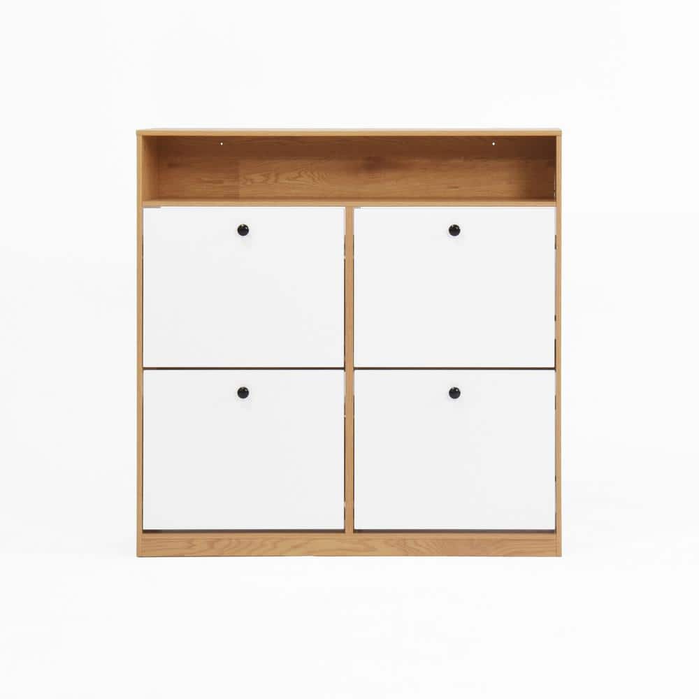 Unbranded 39.37 in. W x 9.45 in. D x 39.37 in. H Brown Shoe Cabinet Linen Cabinet with Flip Drawer for Entryway, Hallway