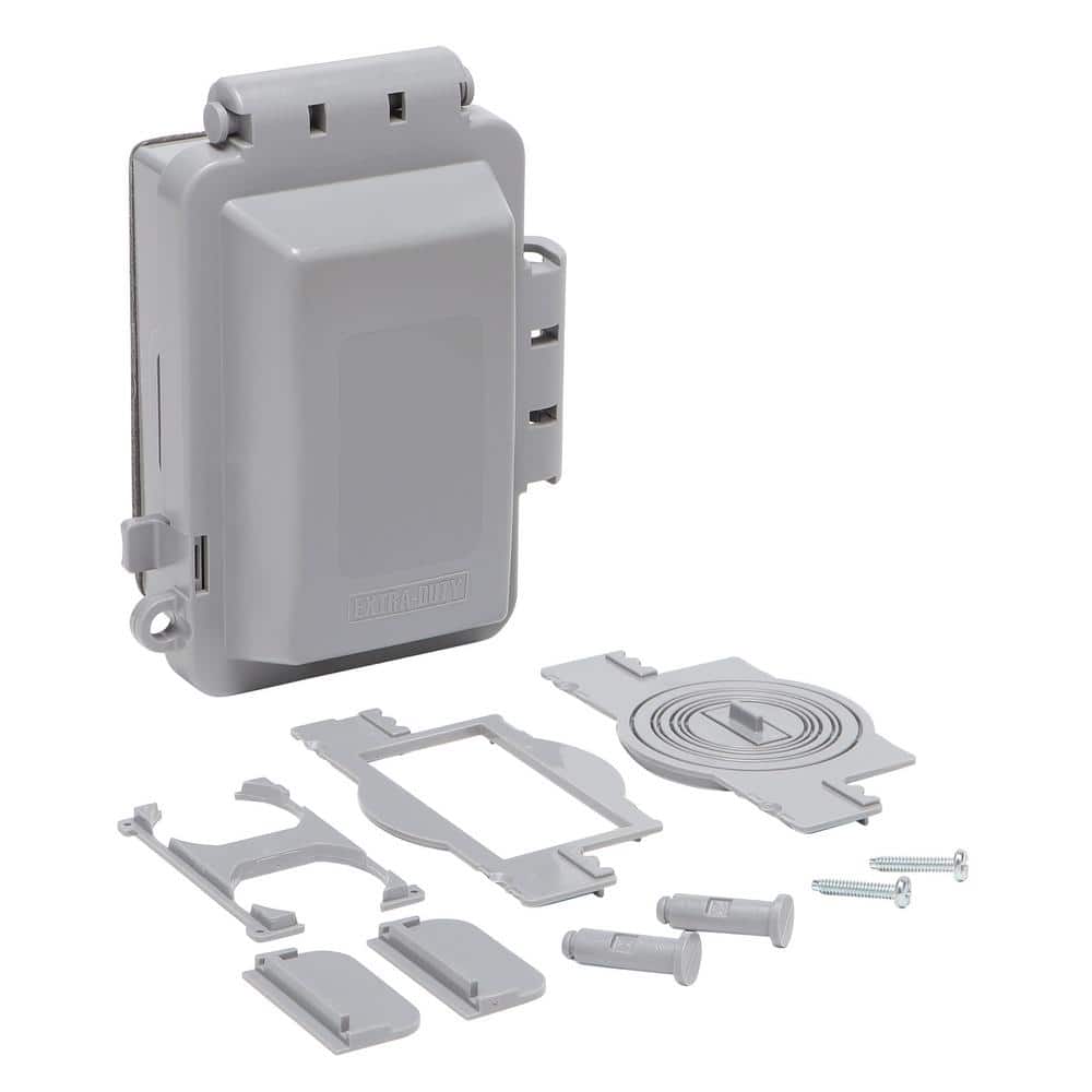 Commercial Electric 1-Gang Extra Duty Horizontal/Vertical Non-Metallic Weatherproof In-Use Outlet Cover (16-in-1-Configurations), Gray