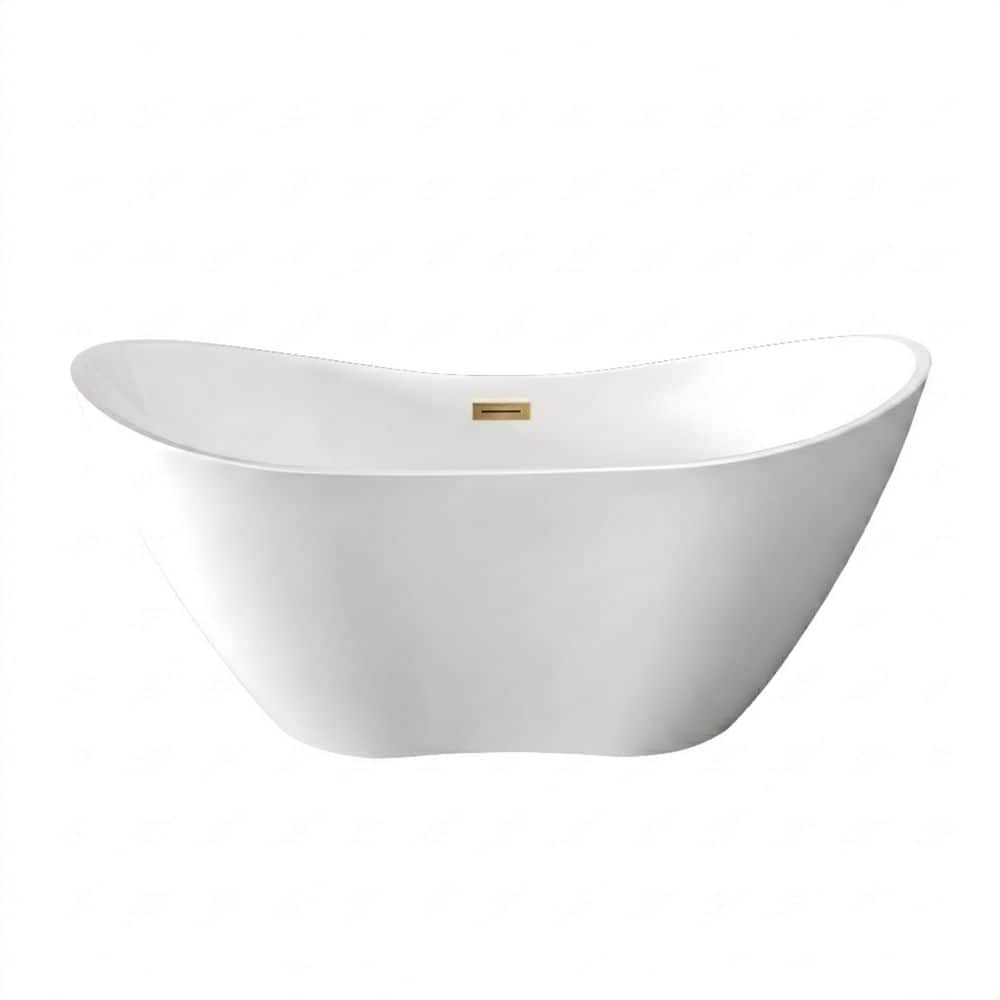 Vanity Art Mulhouse 29.5 in. Acrylic Flatbottom Freestanding Soaking Bathtub with Center Drain