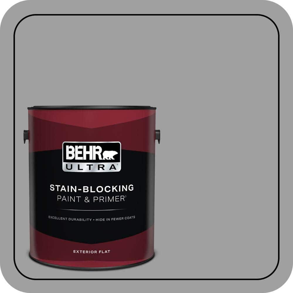 BEHR ULTRA 1 gal. #PPU26-06 Elemental Gray Flat Exterior Paint & Primer
