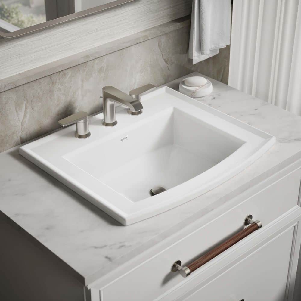 KOHLER Archer 22.6 in. 19.44 in. Drop-In Bathroom Sink Vitreous China