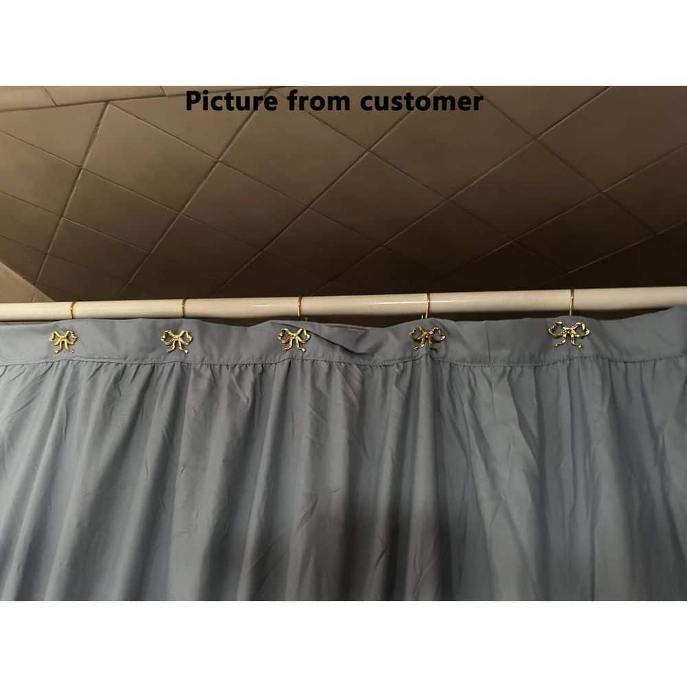KHKFY Gold Bow Knot Zinc Alloy Shower Curtain Hooks Rustproof Decorative Glide Rings for Bathroom Set of 12 in (3)