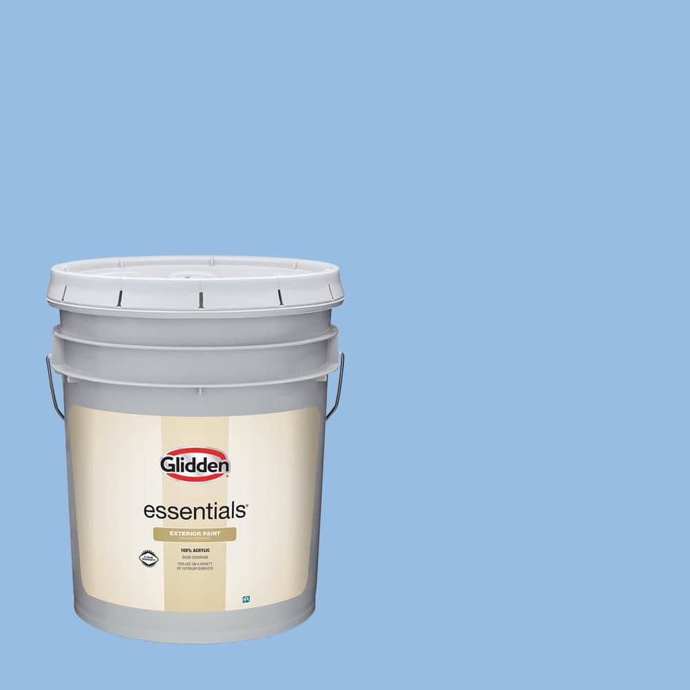 Glidden Essentials 5 gal. Viva La Bleu PPG1242-3 Flat Exterior Paint