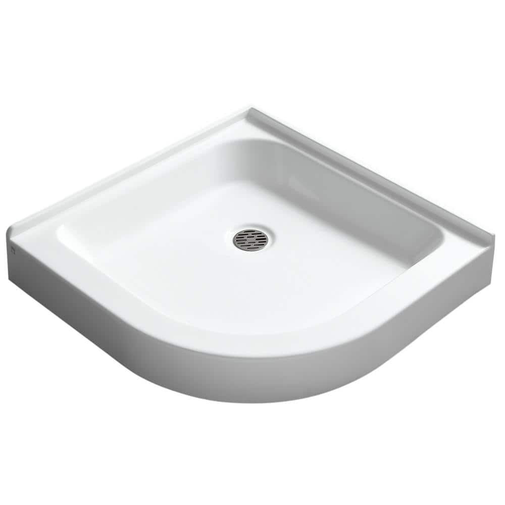 ANZZI Randi Base Series 36 in. L x 36 in. W Corner Shower Shower Pan Base with Center Drain in Glossy White Marine Acrylic (1)