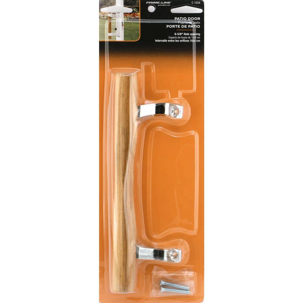 Prime-Line Sliding Patio Door Wood Pull, Chrome plated brackets (3)