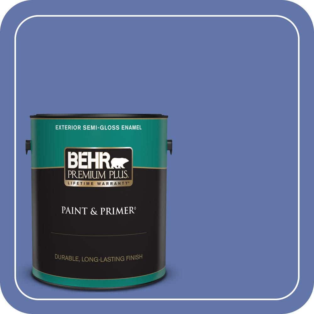 BEHR PREMIUM PLUS 1 gal. #600B-6 Sudden Sapphire Semi-Gloss Enamel Exterior Paint & Primer