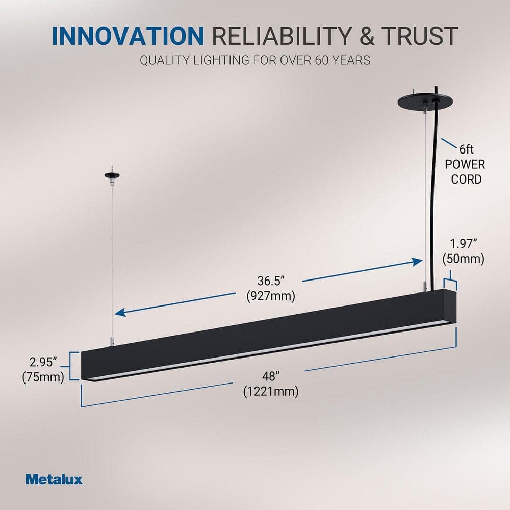 Metalux 4 ft. Integrated LED Black Up and Down Linear Glow Strip Light Fixture with Selectable CCT and Lumen (3)