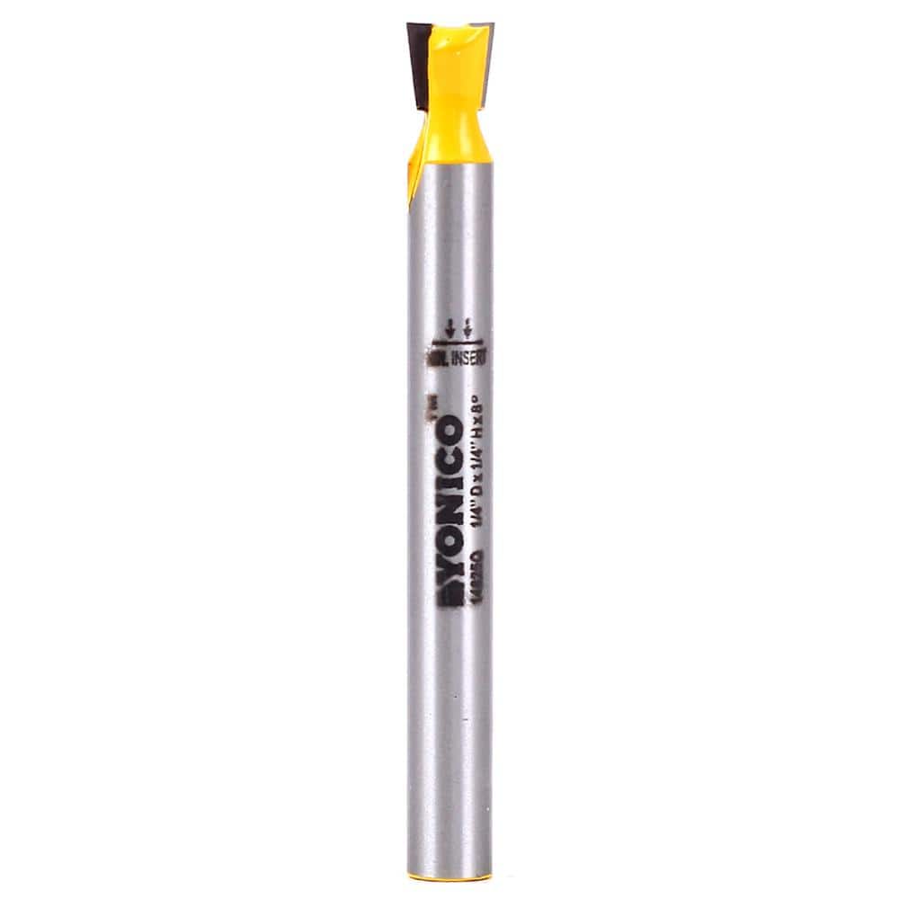Yonico Dovetail 8-Degree 1/4 in. Shank Carbide Tipped Router Bit