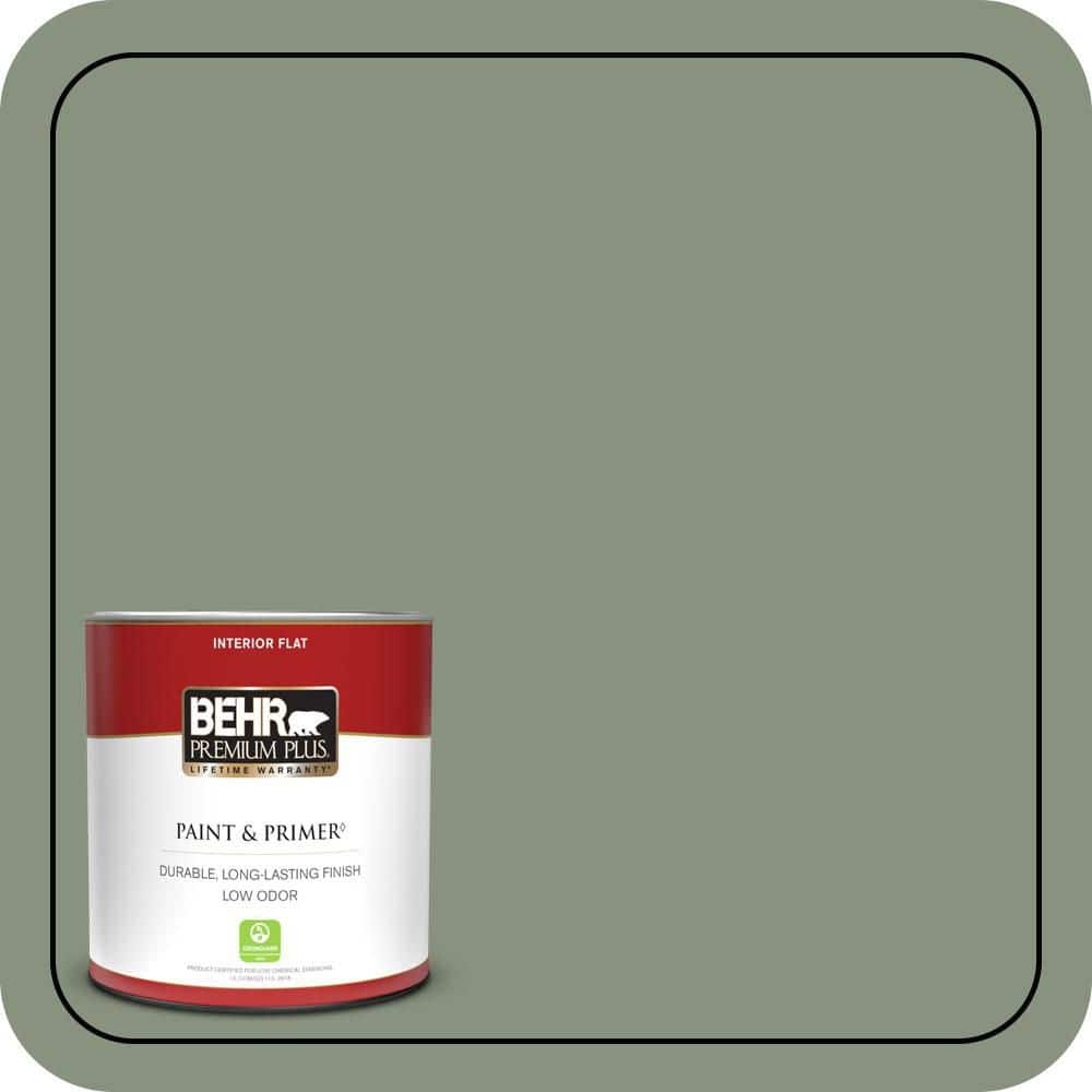 BEHR PREMIUM PLUS 1 qt. #N390-5 Eucalyptus Wreath Flat Low Odor Interior Paint & Primer