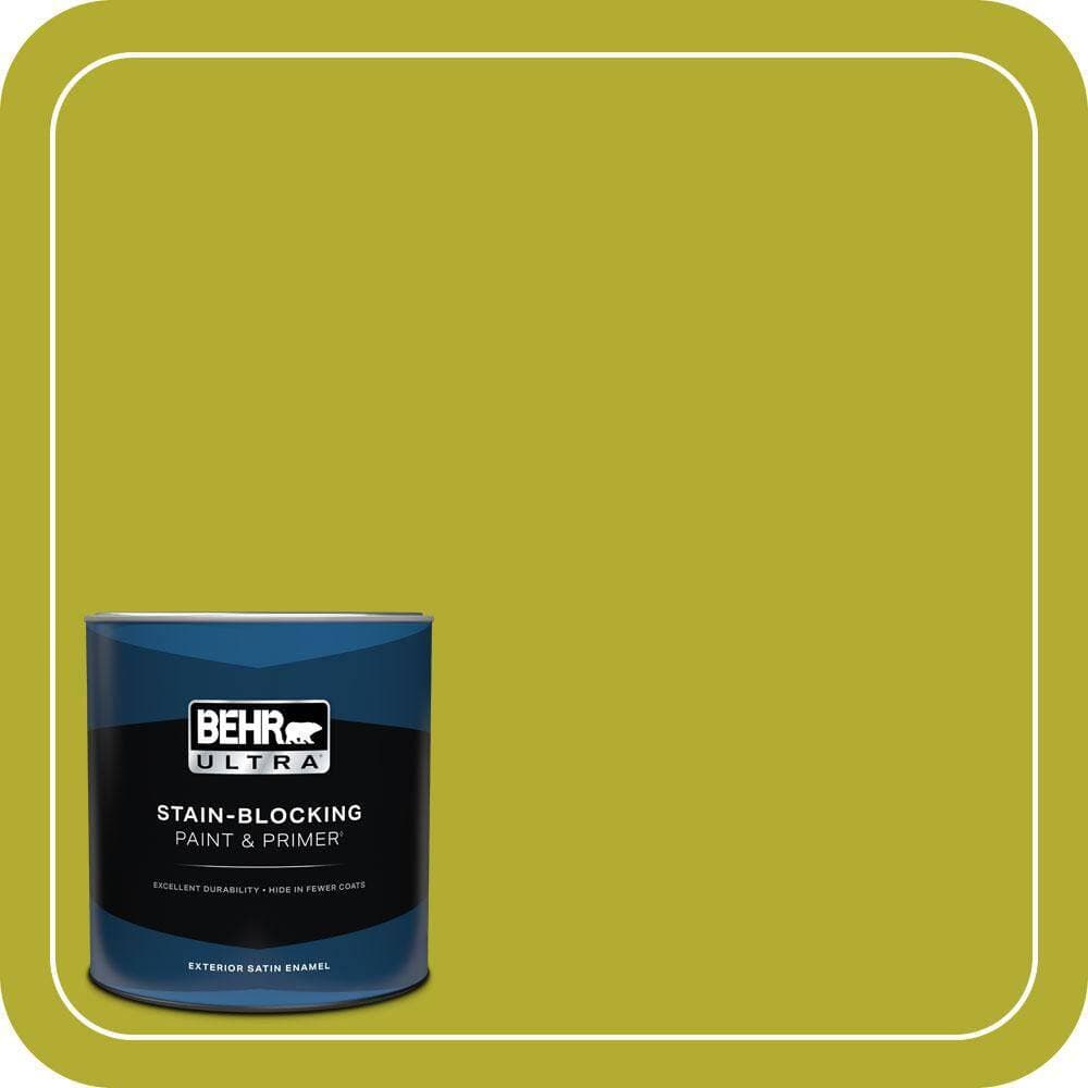 BEHR ULTRA 1 qt. #P340-6 Green Neon Satin Enamel Exterior Paint & Primer