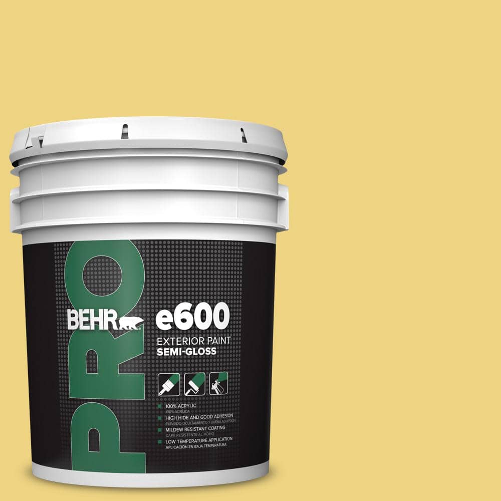 BEHR PRO 5 gal. #380D-4 Feather Gold Semi-Gloss Exterior Paint