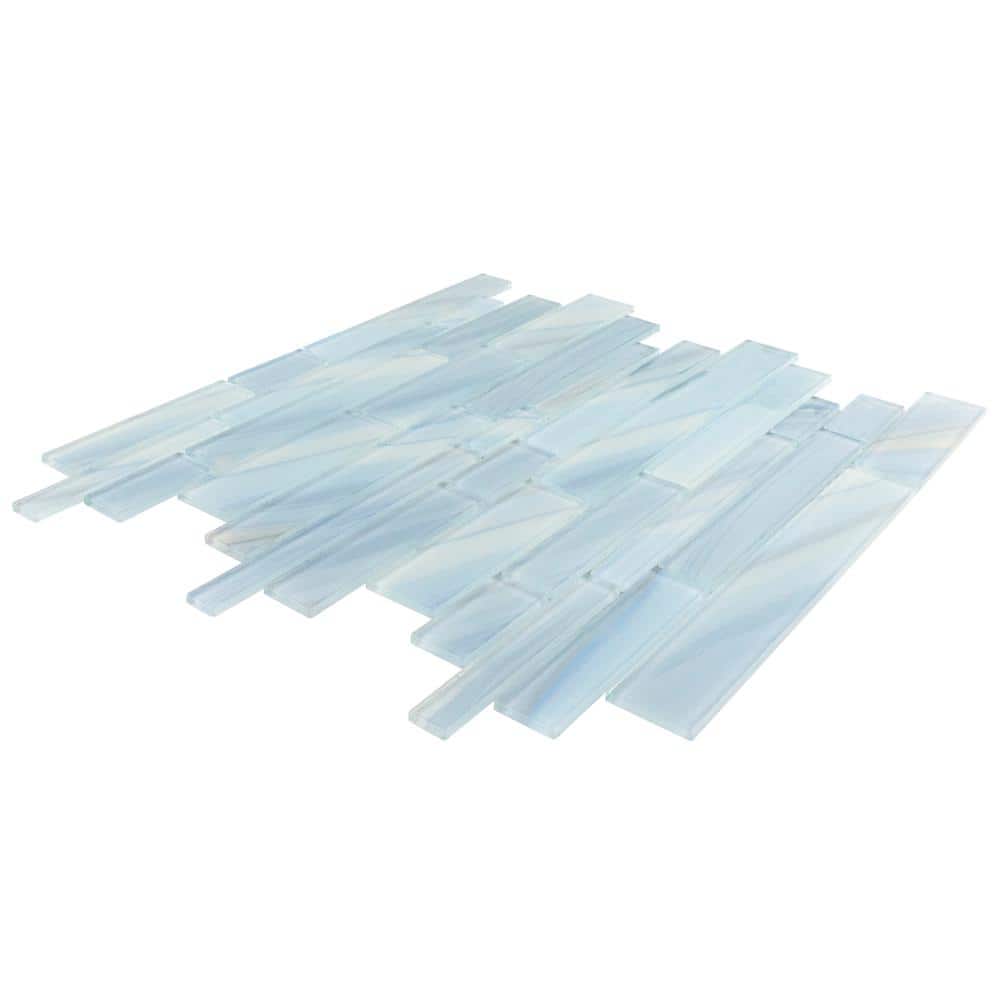 Jeffrey Court Polar Orbit Blue 11.625 in. x 11.625 in. Interlocking Glossy Glass Mosaic Wall Tile (0.938 sq. ft./Each) (4)