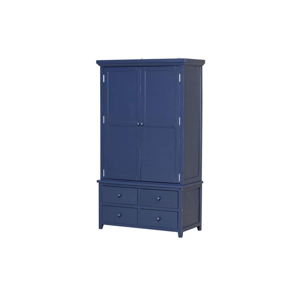 Unbranded 41.3 in. W x 18.7 in. D x 71.1 in. H Blue Linen Cabinet with 8 Door Shelves 3 Adjustable Shelves 7 Drawers 8 Wine Racks (1)