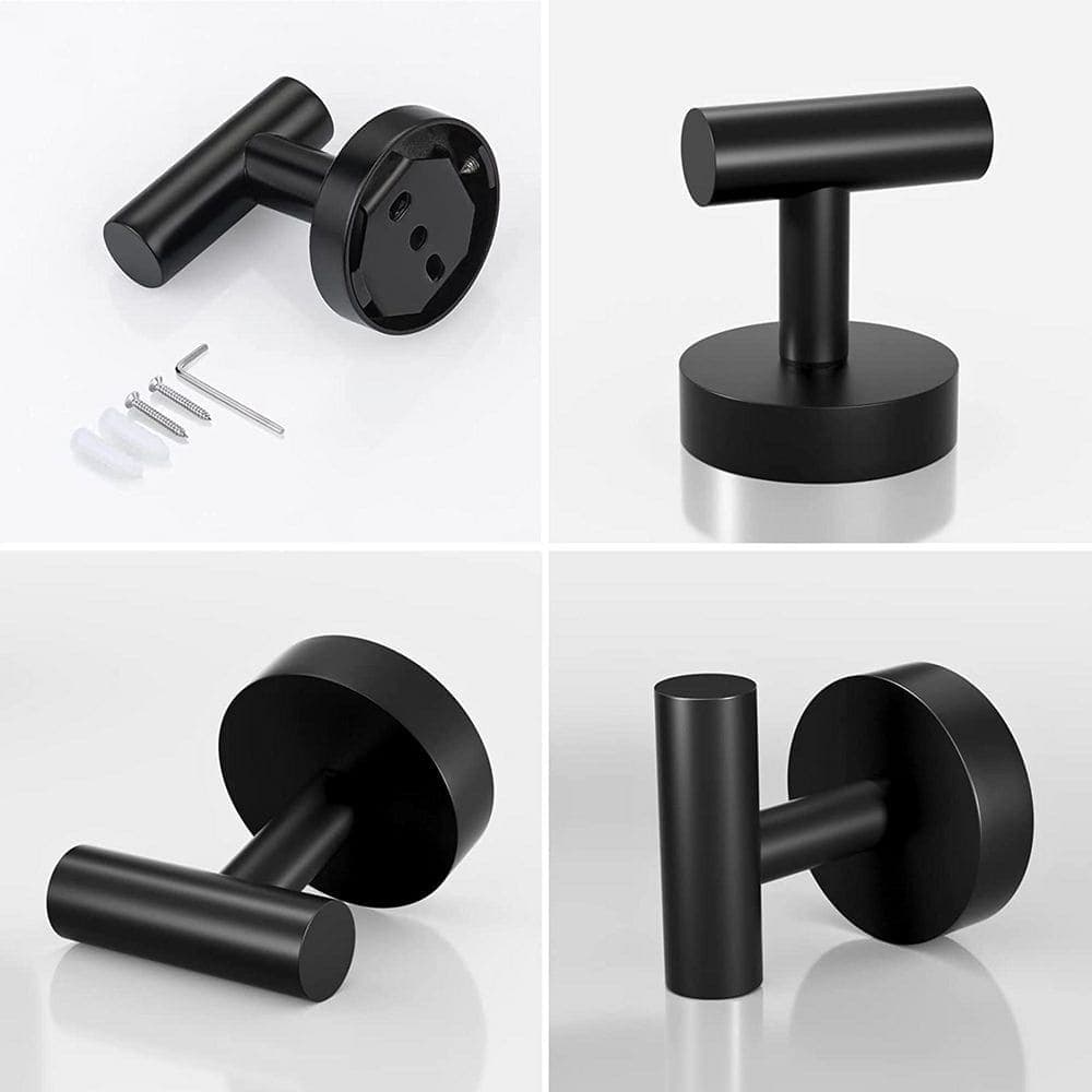 ATKING 4-Pieces Wall-Mounted Stainless Steel Bathroom Robe Hook in Matte Black (3)