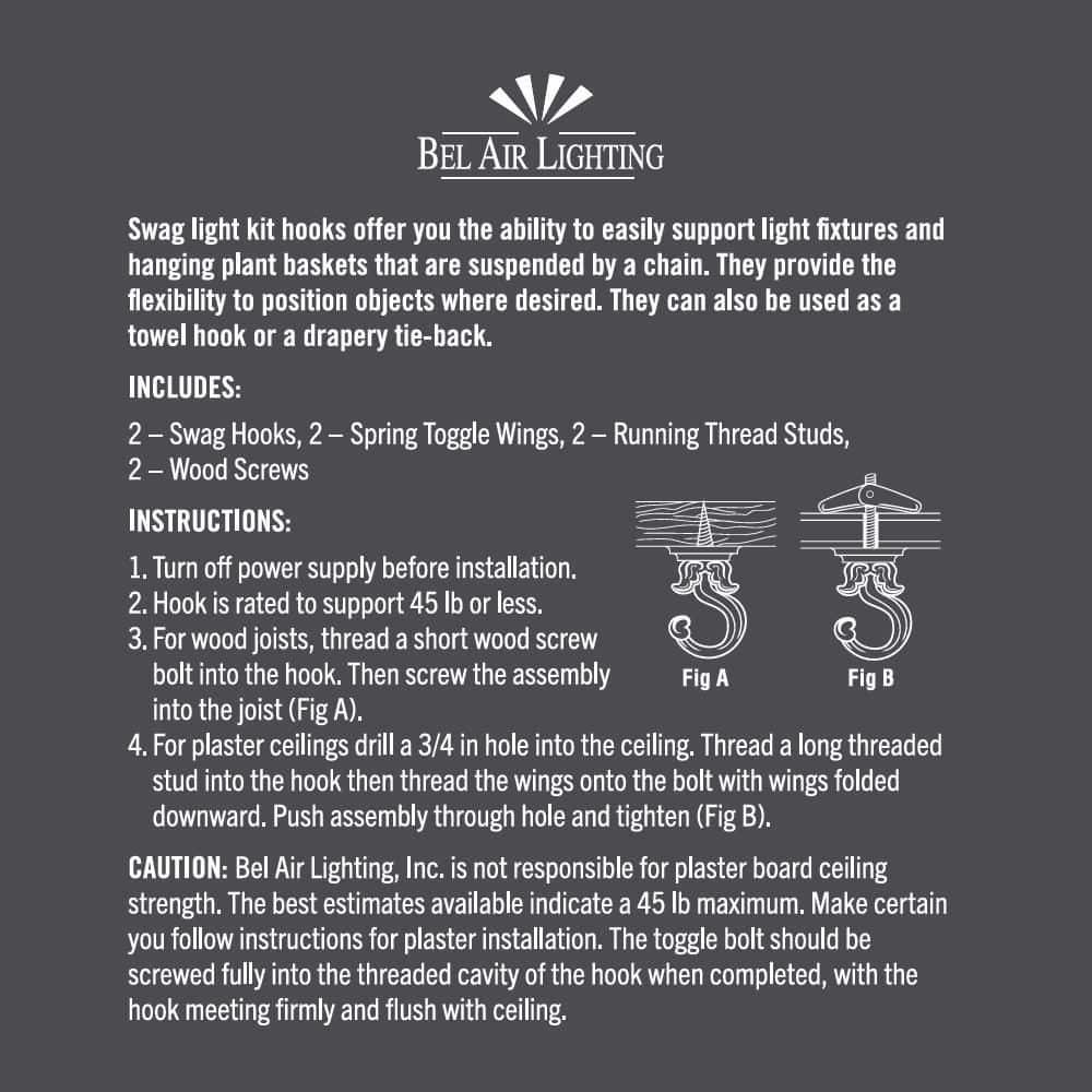 Bel Air Lighting 2.5 in. Brushed Nickel and Oil-Rubbed Bronze Swag Hook Kit for Ceiling Mount (2-Pack) (3)