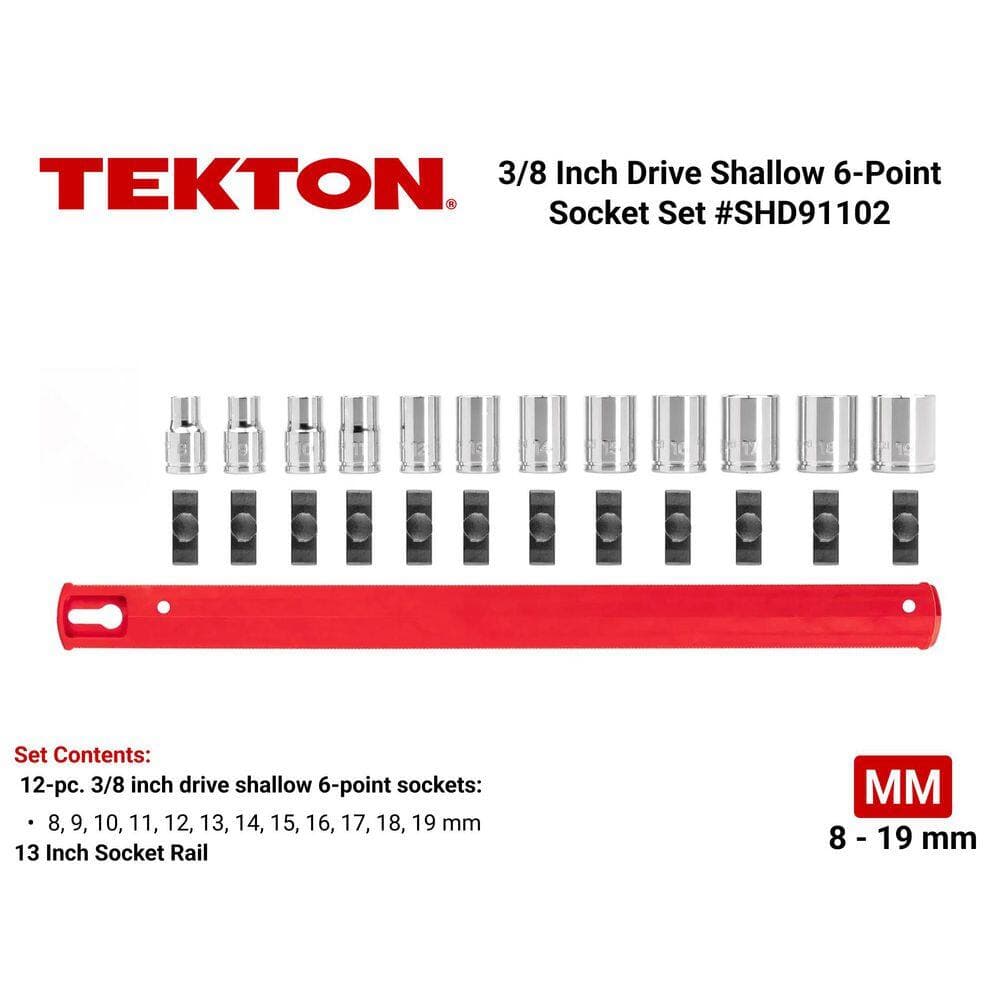 TEKTON 3/8 in. Drive 6-Point Socket Set (12-Piece) (2)