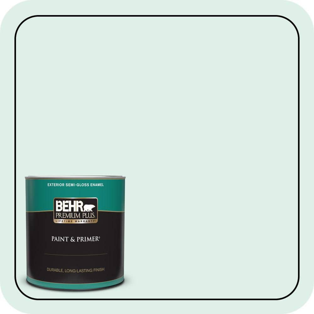 BEHR PREMIUM PLUS 1 qt. #490C-1 Ice Cube Semi-Gloss Enamel Exterior Paint & Primer
