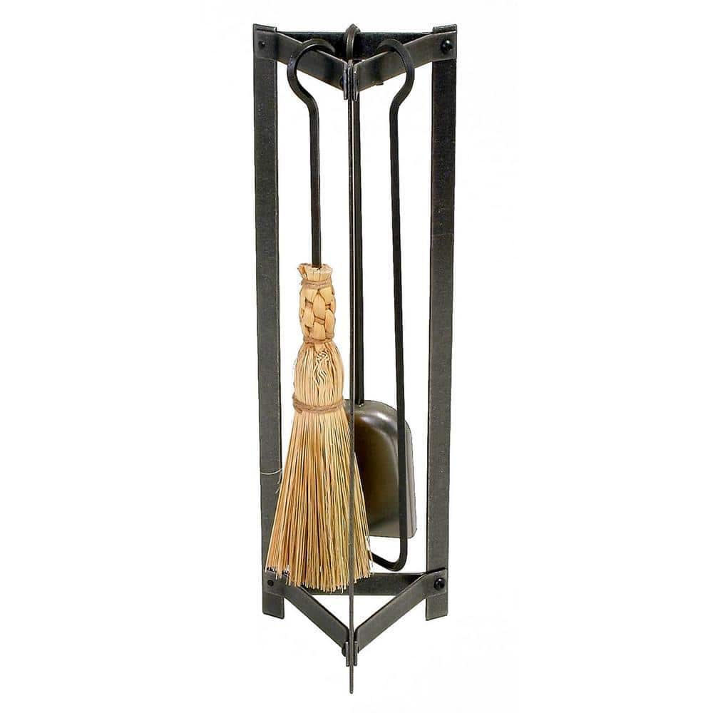 Enclume Handcrafted 3-Piece Triangle Fireplace Tool Set Hammered Steel