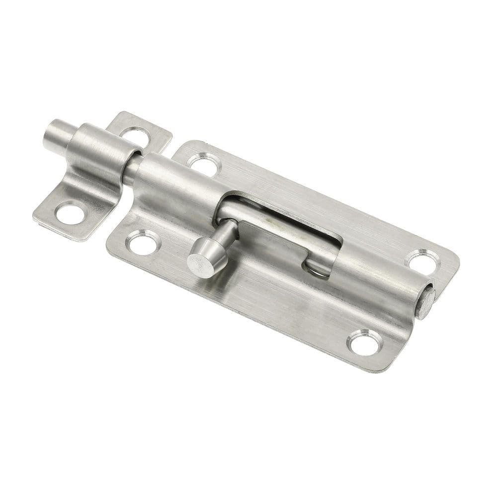 Prime-Line Door and Gate, Slide Barrel Bolt Latch 4 inch with Screws, Stainless Steel (Single Pack) (1)