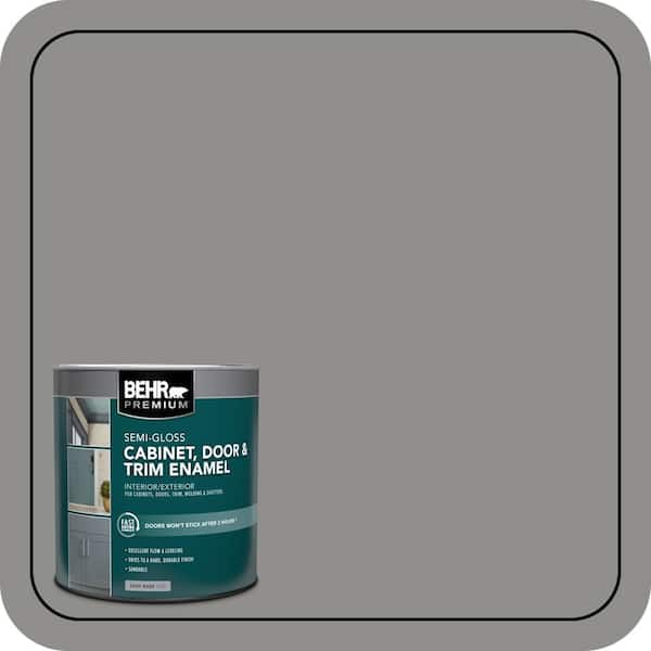 BEHR PREMIUM 1 qt. #PPU24-20 Letter Gray Semi-Gloss Enamel Interior/Exterior Cabinet, Door & Trim Paint (2)