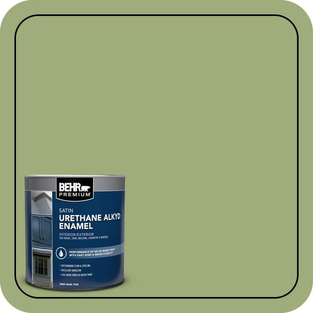 BEHR PREMIUM 1 qt. #BIC-12 Siamese Green Satin Enamel Urethane Alkyd Interior/Exterior Paint (1)